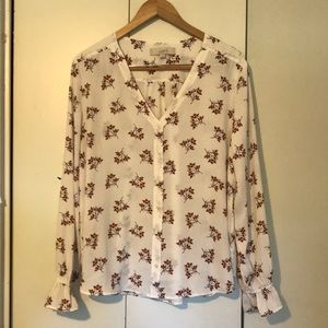 Loft White Floral Blouse